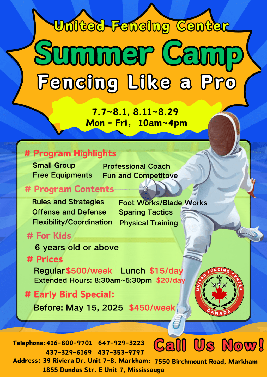 Join Our Beginner Fencing Summer Camp! July–August&nbsp;2025